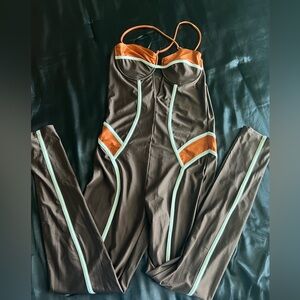 Brown orange white jumpsuit